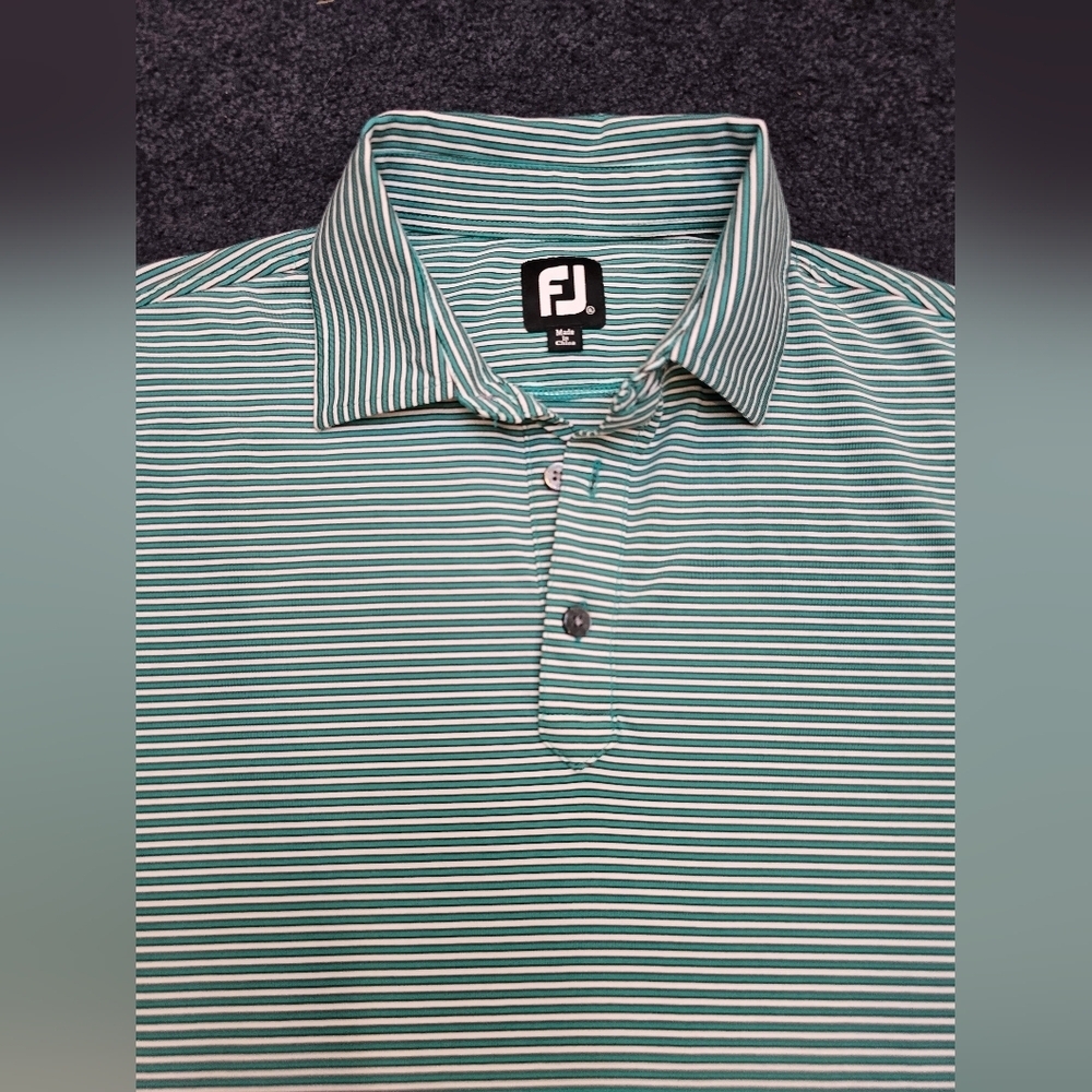Footjoy Green Striped Stretch Golf Polo Shirt Men’s Size XL